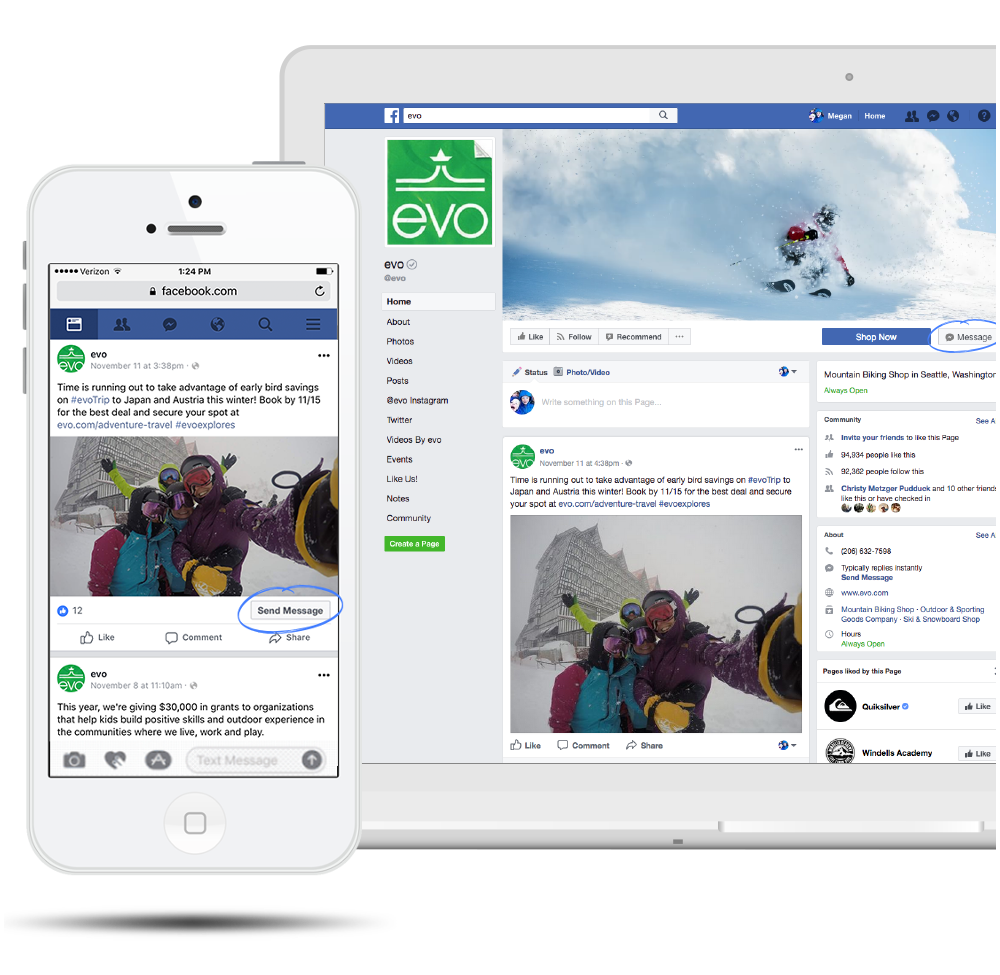 Facebook Messenger on laptop and on mobile gives your customers more ways to reach you