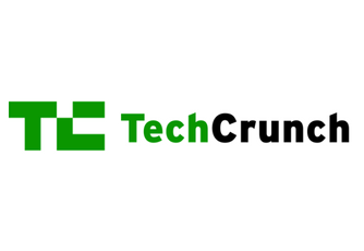 TechCrunch log with black and green text and green logo