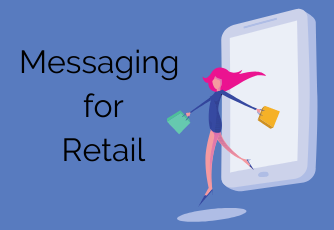 Messaging for retail graphic with woman shopping from a mobile phone