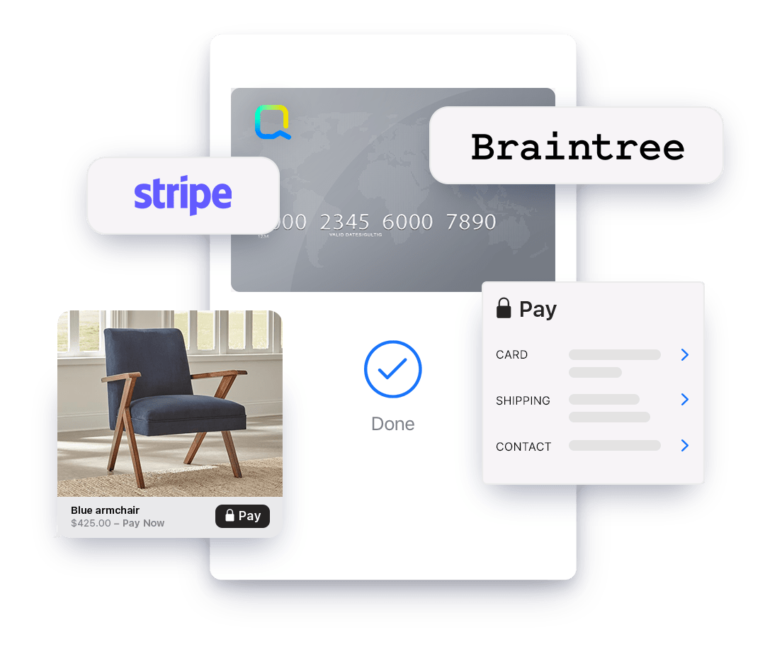 Natively integrated with Stripe and Braintree