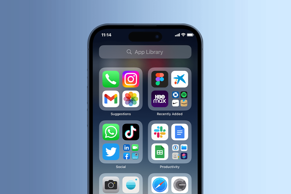 iPhone screen with apps showing